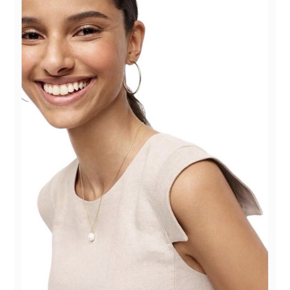 NWT  J.CREW Resume Sheath Dress sz.0 Flax Beige Stretch‎ Linen Cap Sleeve L6602 - Picture 2 of 9